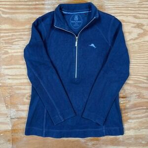 dark blue tommy bahama half zip‎ thick zip up sweater